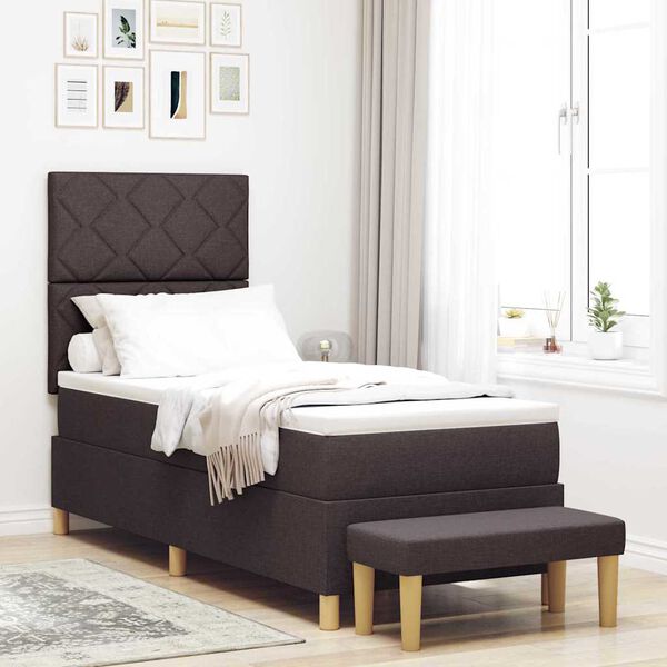vidaXL Cama Box com colch&atilde;o Castanho escuro 80 x 200 cm tecido