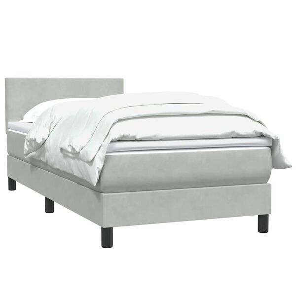 vidaXL Cama com molas/colch&atilde;o cinzento-claro 80x210 cm veludo