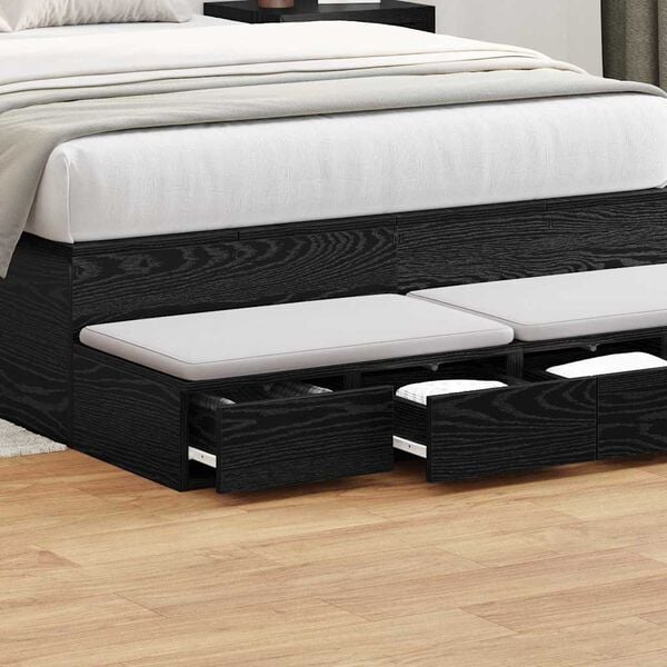 vidaXL Gavetas de cama com gaveta Carvalho Preto 120 x 36,5 x 16,5 cm