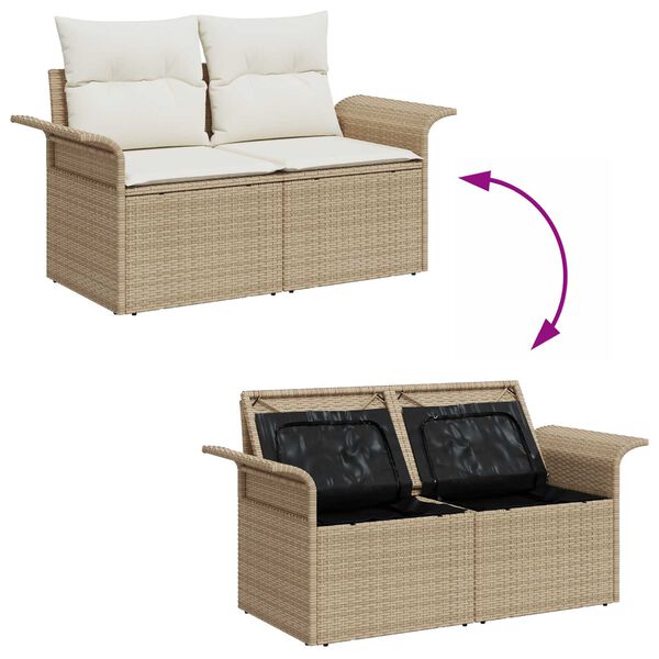 vidaXL Conjunto de Sof&aacute; de Jardim 5 pcs Bege Rattan de Polipropileno