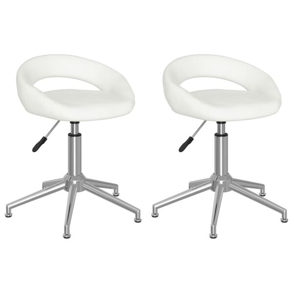 vidaXL Cadeiras de jantar girat&oacute;rias 2 pcs couro artificial branco