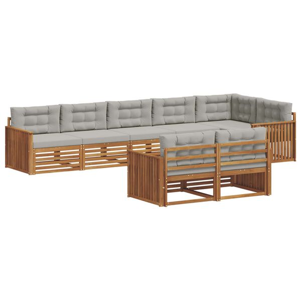 vidaXL Conjunto de Sof&aacute;s para Exterior 8 pcs Cinza Natural e Claro