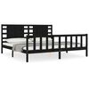 vidaXL Estrutura de cama com cabeceira 200x200 cm madeira maci&ccedil;a preto