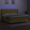 vidaXL Cama box spring c/ colch&atilde;o e LED 200x200 cm tecido verde