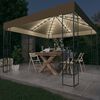 vidaXL Gazebo com cord&otilde;es de luzes LED 3x3 m tecido cinza-acastanhado