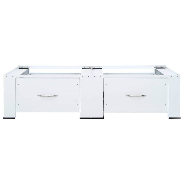 vidaXL M&aacute;quina de lavar roupa dupla com pedestal e gavetas, branca