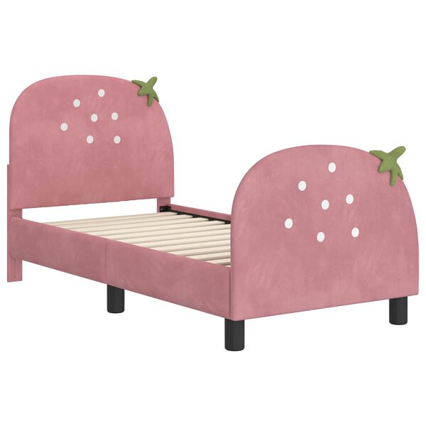 vidaXL Estrutura de Cama para Crian&ccedil;a com Cabeceira Rosa 70 x 140 cm