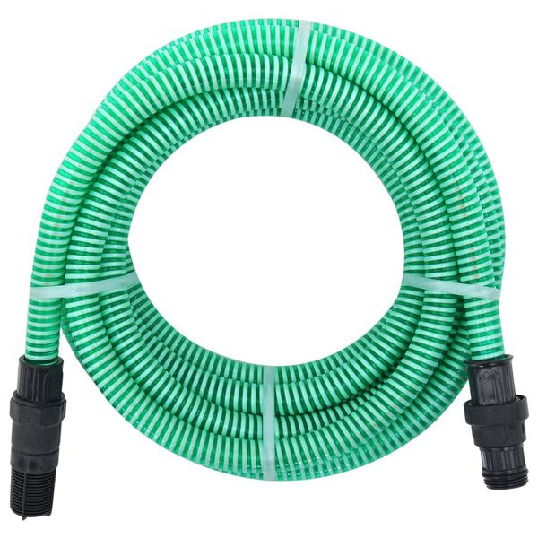 vidaXL Mangueira de suc&ccedil;&atilde;o com conectores de PVC 1" 7 m PVC verde