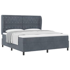 vidaXL Cama Box com colch&atilde;o Cinza Escuro 200 x 180 cm Poli&eacute;ster