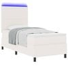 vidaXL Cama Box com luzes de tira LED Creme e Branco 203 x 80 x 128 cm