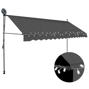 vidaXL Toldo retr&aacute;til manual com LED 350 cm antracite