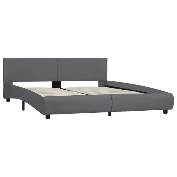 vidaXL Estrutura de cama c/ LED 180x200 cm couro artificial cinzento