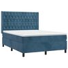 vidaXL Cama com molas/colch&atilde;o 140x190 cm veludo azul-escuro