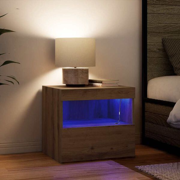 vidaXL Arm&aacute;rio de Cabeceira Carvalho Artesanal 50 x 40 x 45 cm