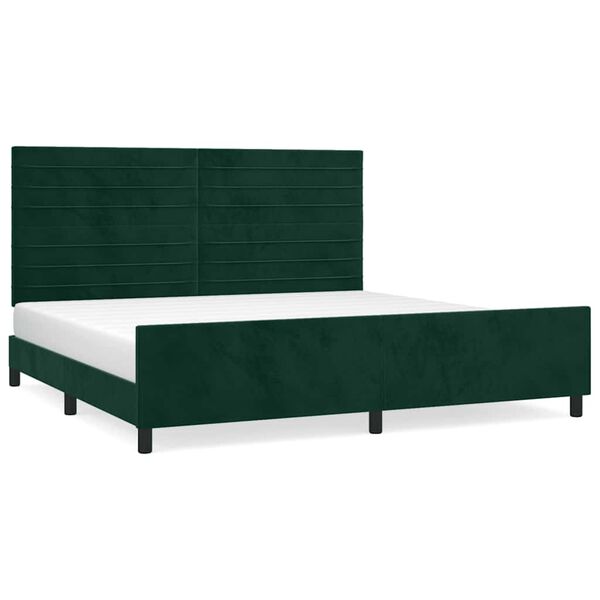vidaXL Estrutura de cama sem colch&atilde;o 200x200 cm veludo verde-escuro