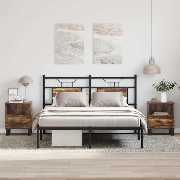 vidaXL Mesas de cabeceira 2 pcs derivados de madeira carvalho fumado