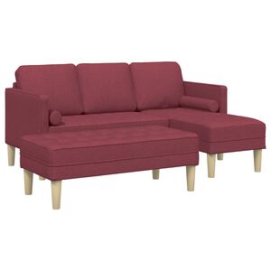 vidaXL Conjunto de Sof&aacute;s 2 unid. Vinho Vermelho Poli&eacute;ster