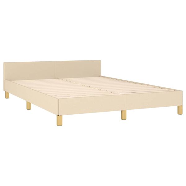 vidaXL Estrutura de cama sem colch&atilde;o 140x190 cm tecido cor creme