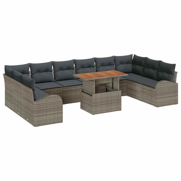 vidaXL Conjunto de Sofá de Jardim 11 pcs Cinzeto Rattan Sintético