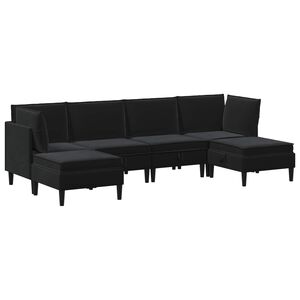 vidaXL Conjunto de M&oacute;veis para Sala de Estar 6 unid. Preto Veludo