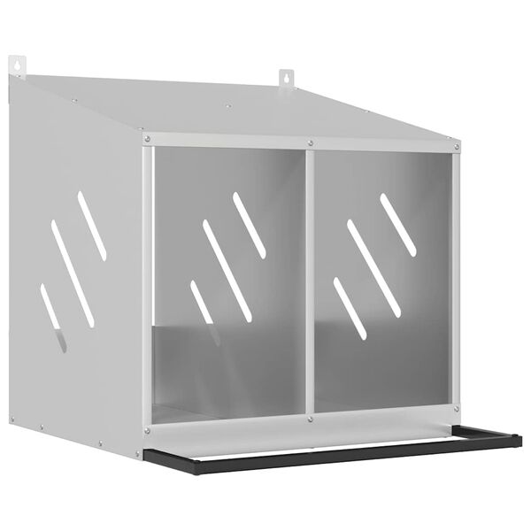 vidaXL Caixa de nidificação para galinhas com 2 compartimentos metal