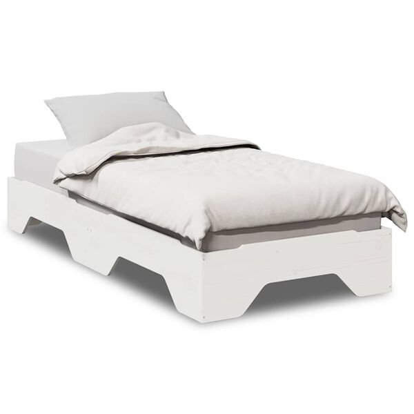 vidaXL Cama sem colch&atilde;o empilh&aacute;veis 75x190 cm madeira maci&ccedil;a branco