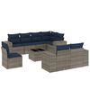 vidaXL Conjunto de sof&aacute; de jardim de 9 pe&ccedil;as com almofadas em rattan sint&eacute;tico cinza