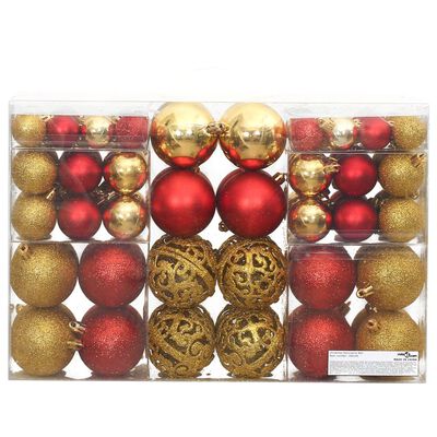 vidaXL Enfeites de Natal 100 pcs 3 / 4 / 6 cm dourado e vermelho-tinto