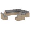 vidaXL 13 pcs conjunto de sof&aacute;s p/ jardim com almofad&otilde;es vime PE bege