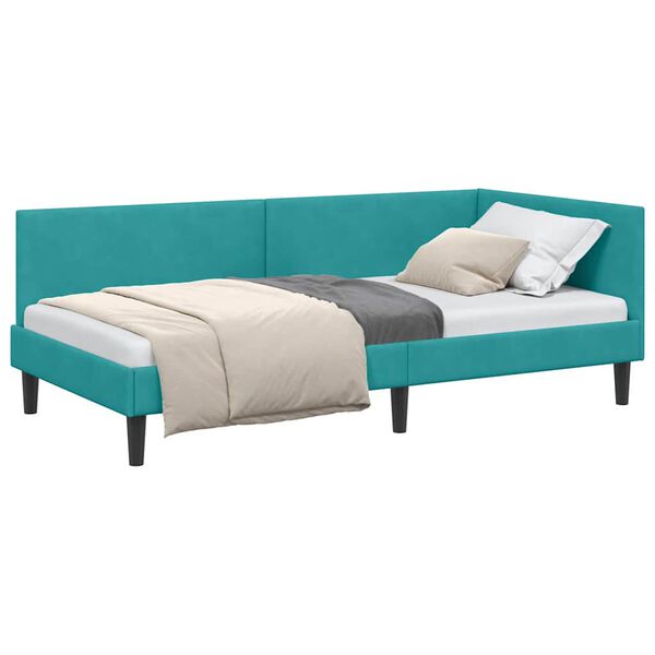 vidaXL Estrutura de Cama de Canto Turquesa 80 cm x 200 cm Veludo
