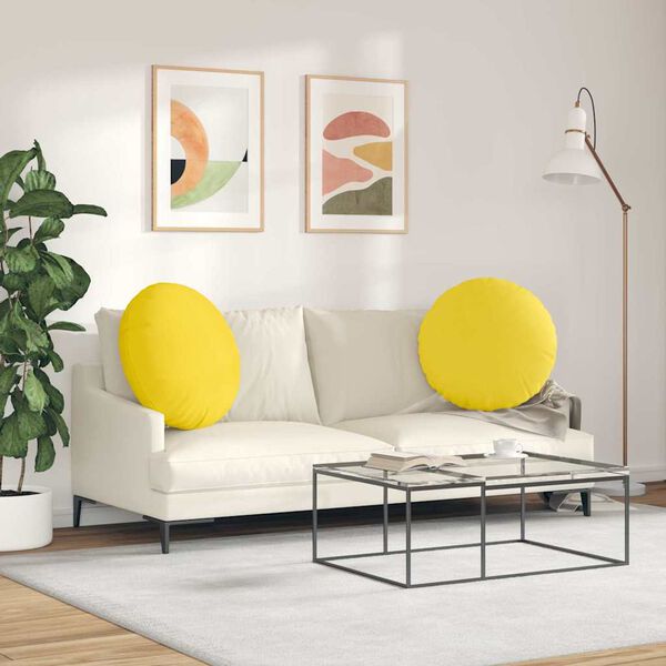 vidaXL Almofadas de Assento 2 pcs Amarelo Claro &Oslash;80 x 29 cm tecido