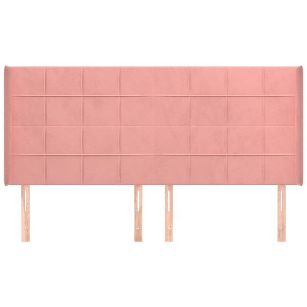 vidaXL Cabeceira cama c/ abas veludo 163x16x118/128 cm rosa
