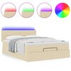 vidaXL Cama Otomana com Colch&atilde;o & LEDs Creme 140x190cm Tecido