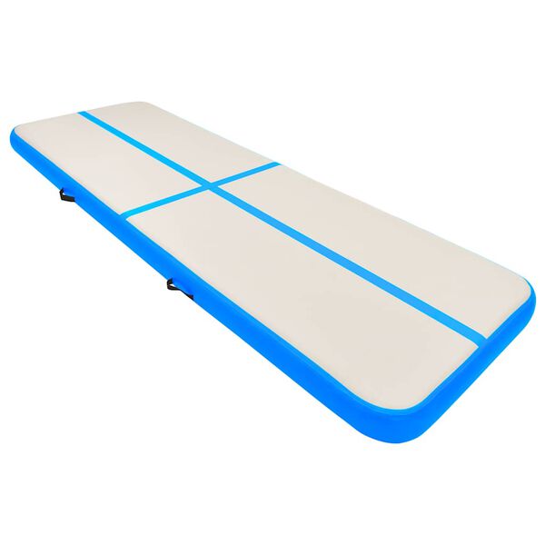 vidaXL Colch&atilde;o de gin&aacute;stica insufl&aacute;vel c/ bomba 300x100x15 cm PVC azul