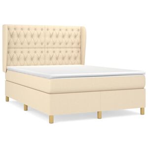 vidaXL Cama com molas/colch&atilde;o 140x190 cm tecido cor creme