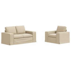 vidaXL Sof&aacute; 2 pcs Creme Dimens&otilde;es gerais: 162 x 80 x 82 cm (L x P x A)
