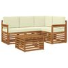 vidaXL Conjunto de Sof&aacute;s para Exterior 5 unid. Natural e Creme