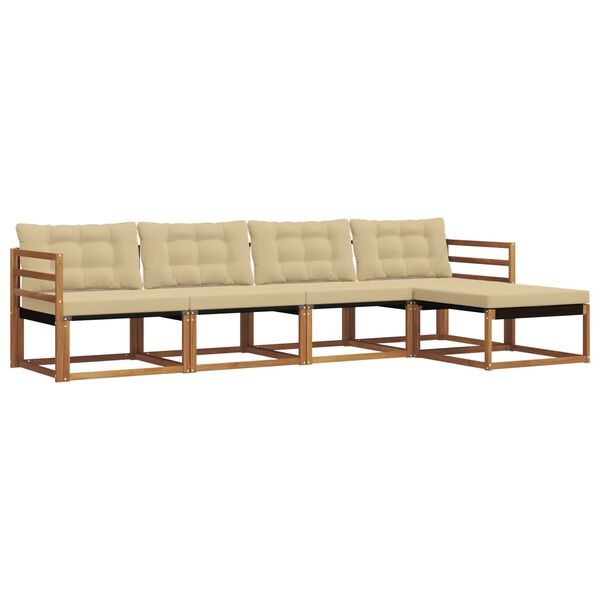 vidaXL Conjunto de Sof&aacute;s para Exterior 5 pcs Natural e Bege