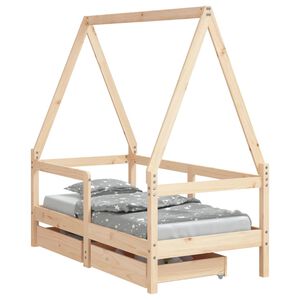 vidaXL Estrutura de cama infantil c/ gavetas 70x140 cm pinho maci&ccedil;o