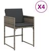 vidaXL Cadeiras de jardim com almofad&otilde;es 4 pcs vime PE cinzento