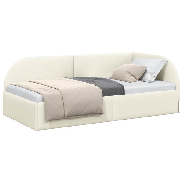 vidaXL Estrutura de Cama de Canto com cabeceira Creme 80 cm x 200 cm