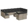 vidaXL 13 pcs conj. sof&aacute;s jardim c/ almofad&otilde;es vime PE cinzento-claro