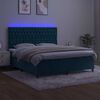 vidaXL Cama box spring c/ colch&atilde;o/LED 180x200 cm veludo azul-escuro