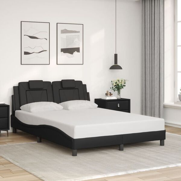 vidaXL Estrutura de cama Viana com LED sem colch&atilde;o 140x200cm preto