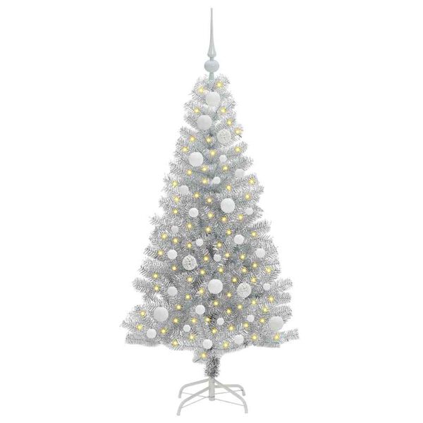 vidaXL &Aacute;rvore de Natal com 150 LEDs com suporte Prateado 120 cm PET