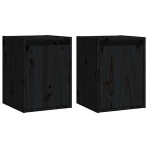 vidaXL Arm&aacute;rios de parede 2 pcs 30x30x40 cm pinho maci&ccedil;o preto