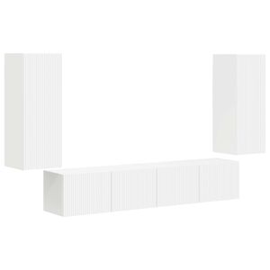 vidaXL Conjunto de Gabinete de Parede para TV 4 pcs Branco