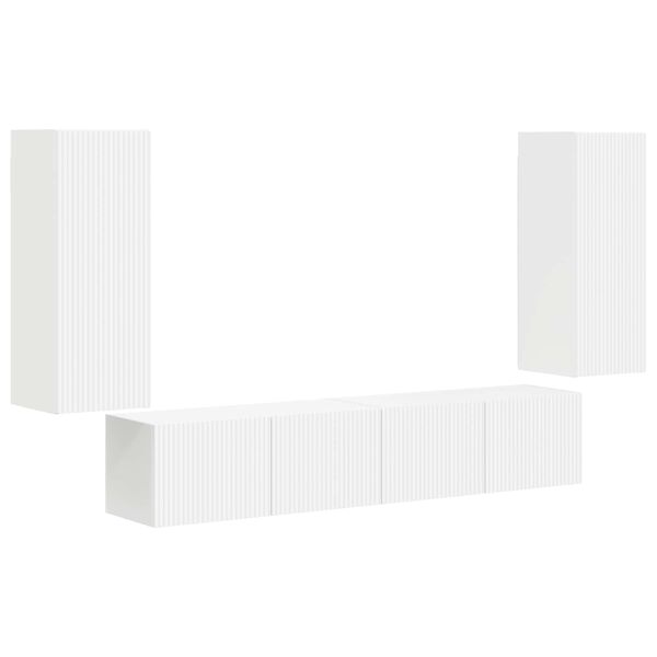 vidaXL Conjunto de Gabinete de Parede para TV 4 pcs Branco