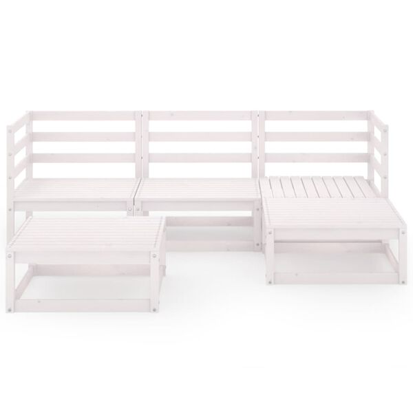 vidaXL 5 pcs conjunto lounge de jardim pinho maci&ccedil;o branco