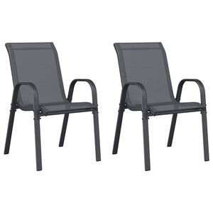 vidaXL Cadeiras de jardim empilh&aacute;veis 2 pcs textilene cinzento